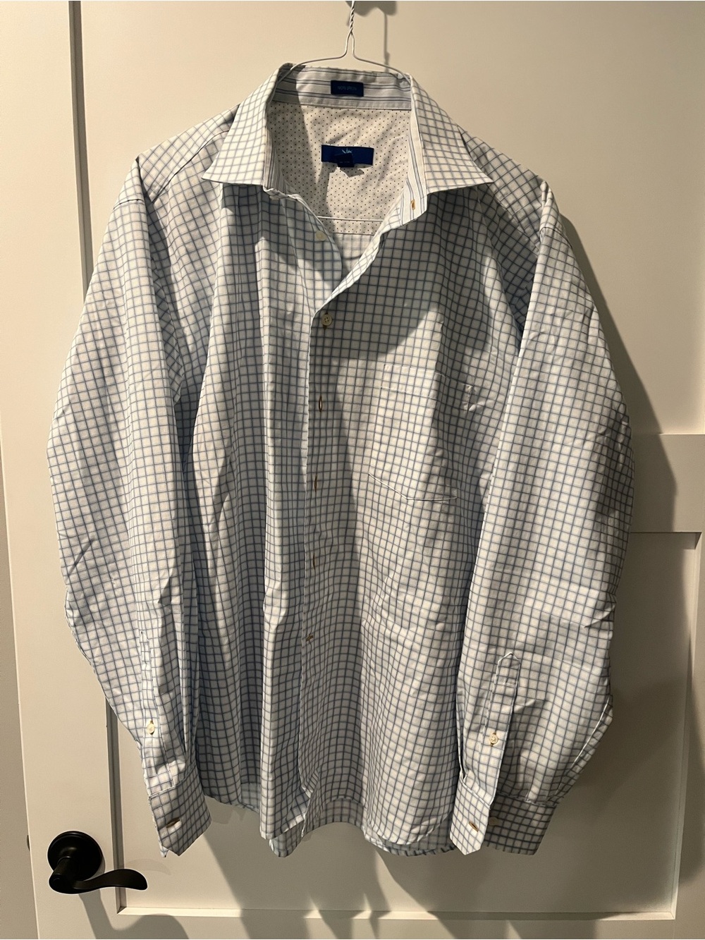 Blue and White Checked Dress Shirt